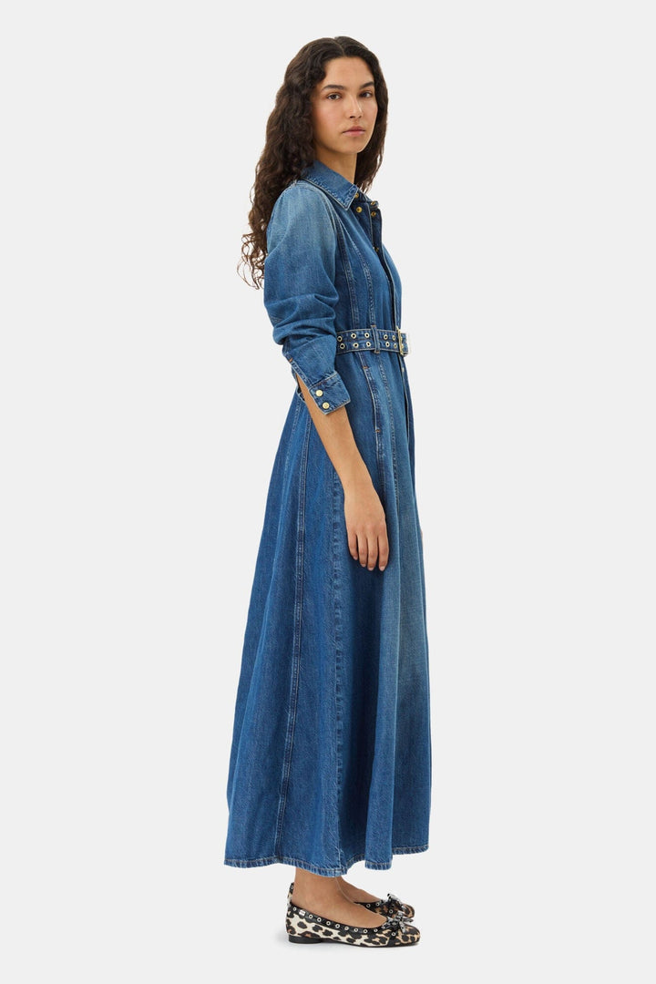 GANNI KLÆR Denim Maxi-kjole Blue