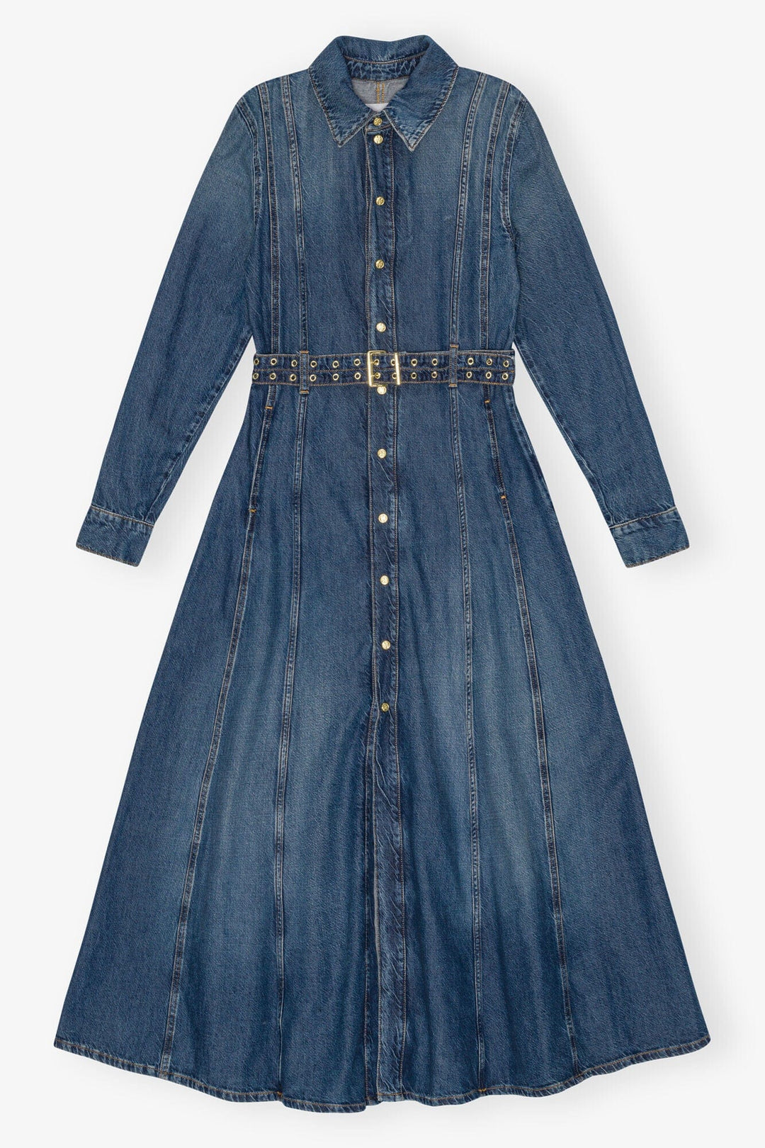 GANNI KLÆR Denim Maxi-kjole Blue