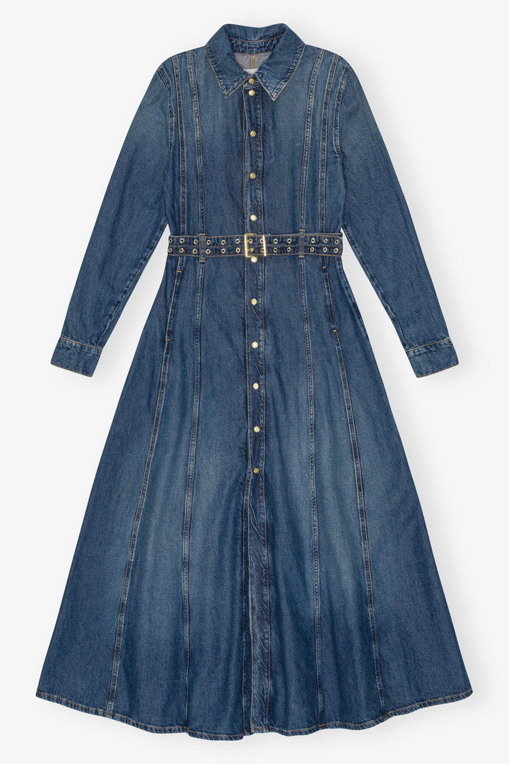 GANNI KLÆR Denim Maxi-kjole Blue