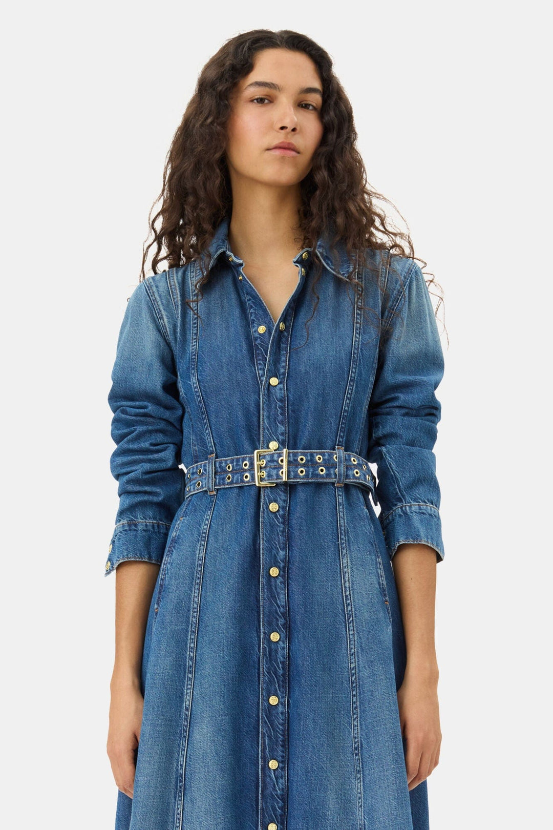 GANNI KLÆR Denim Maxi-kjole Blue