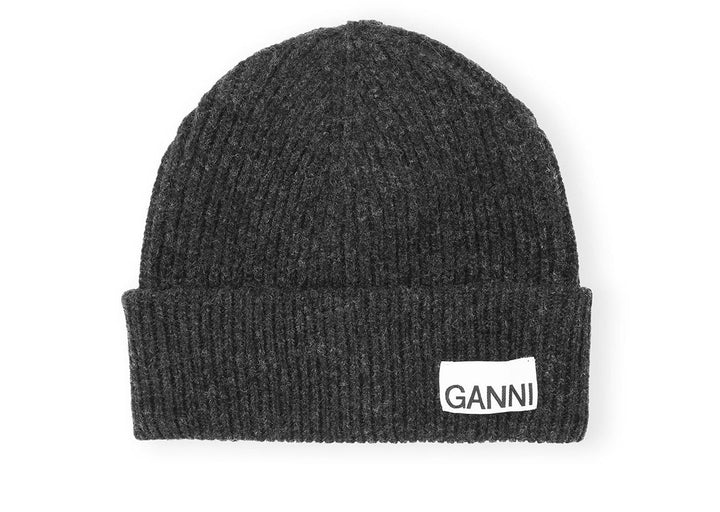 GANNI TILBEHØR Rib Beanie Phantom