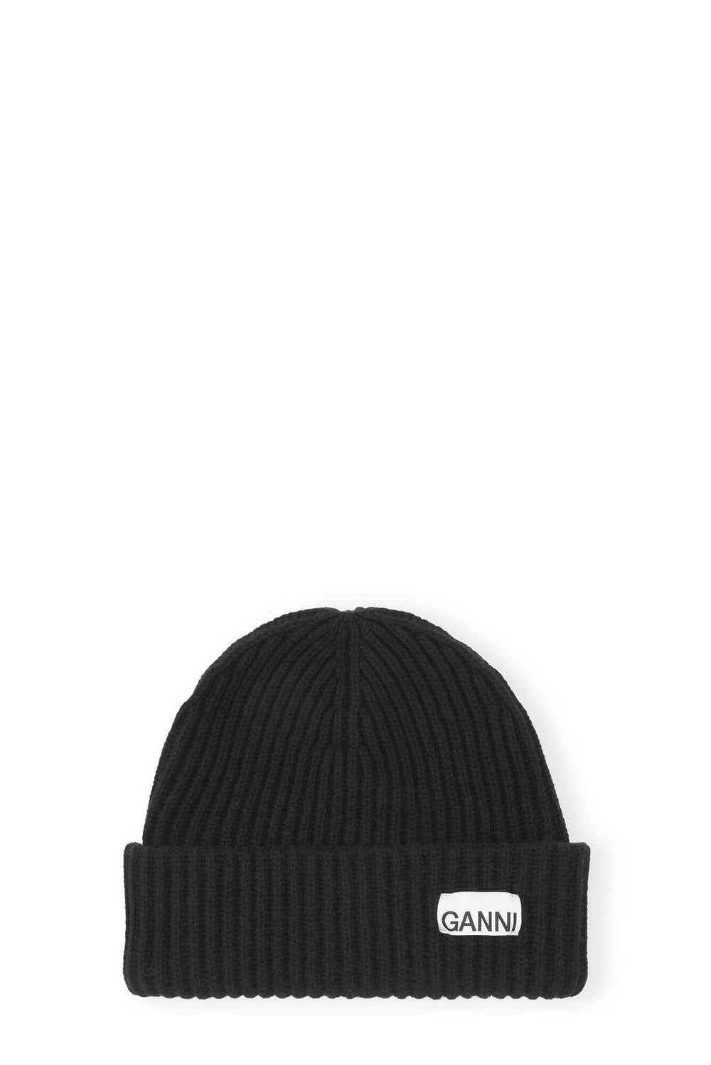 GANNI TILBEHØR Rib Beanie Sort