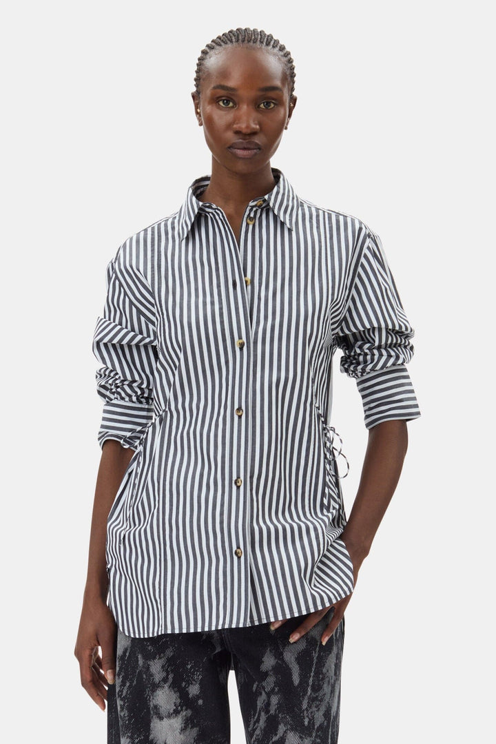 GANNI KLÆR Stripe Cotton Oversized Skjorte