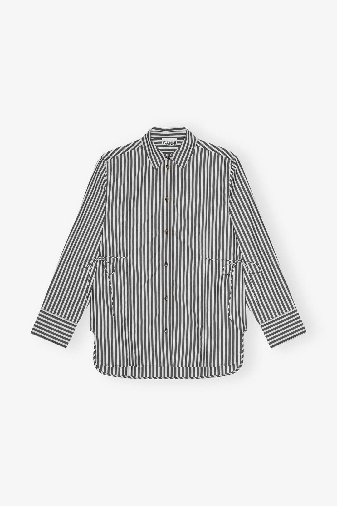 GANNI KLÆR Stripe Cotton Oversized Skjorte