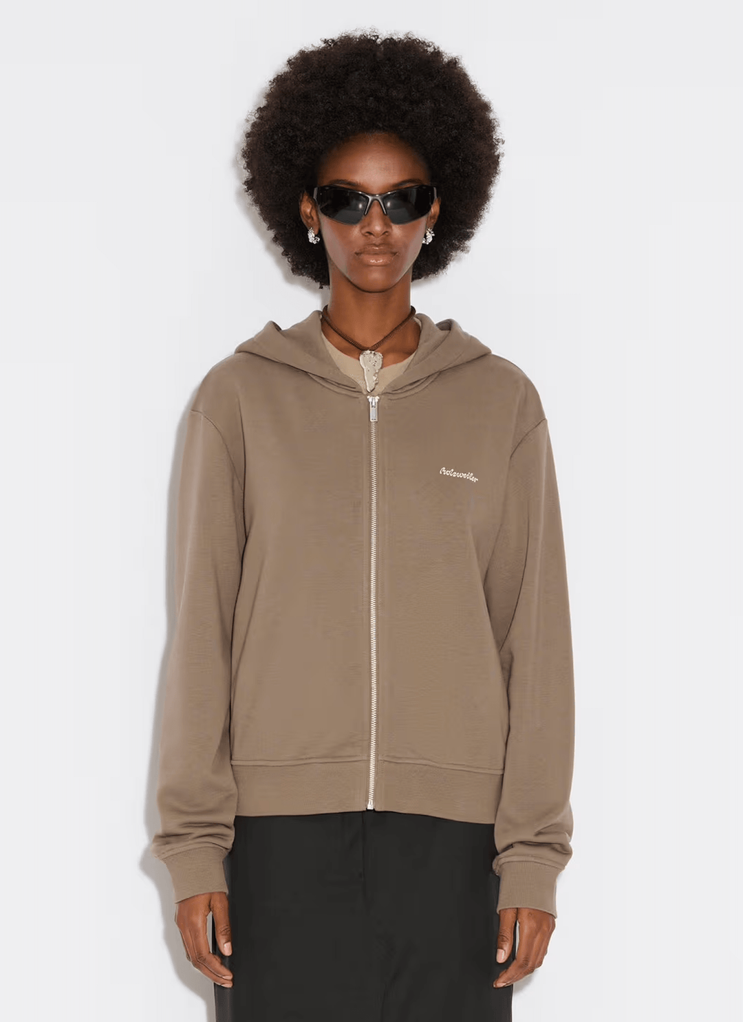 HOLZWEILER KLÆR W Regular Light Zip Hoodie Taupe