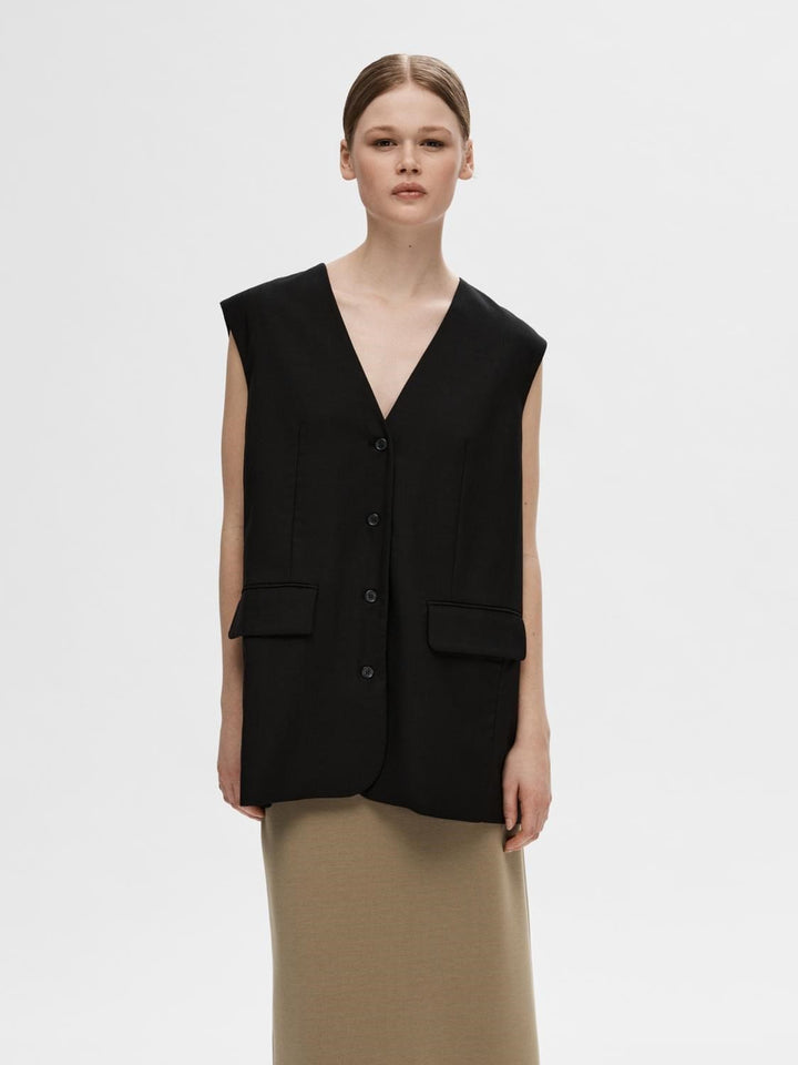 Selected Femme KLÆR Mika Vest Sort Oversized