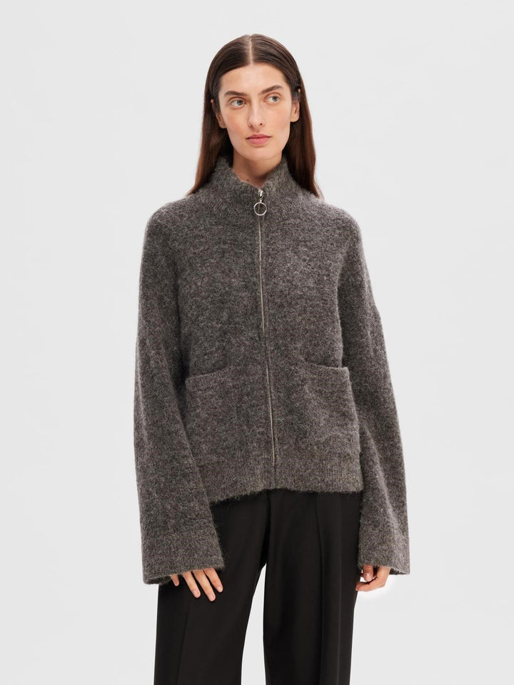 Selected Femme KLÆR Sia Cardigan Zip Grå