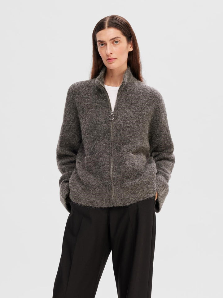 Selected Femme KLÆR Sia Cardigan Zip Grå