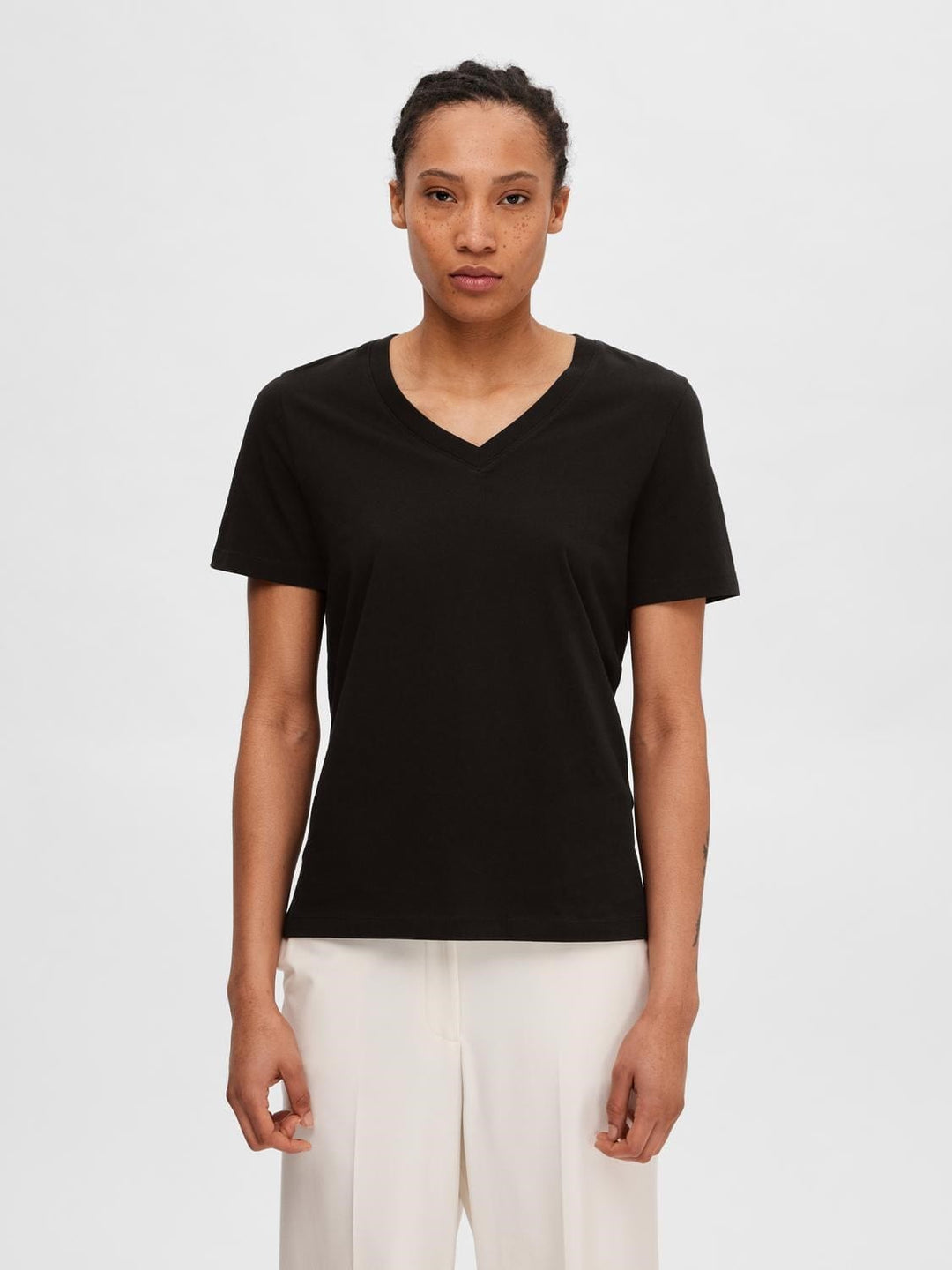 Selected Femme KLÆR T-skjorte Essential V Sort